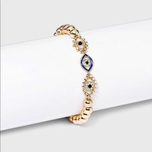 Baublebar Sugarfix Evil Eye Gold Crystal Pearl Beaded Bracelet